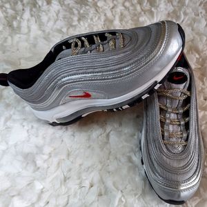 Nike Air Max 97 Metallic Silver Varsity Red Sneakers QS (GS) 918890-001 Sz 6.5Y